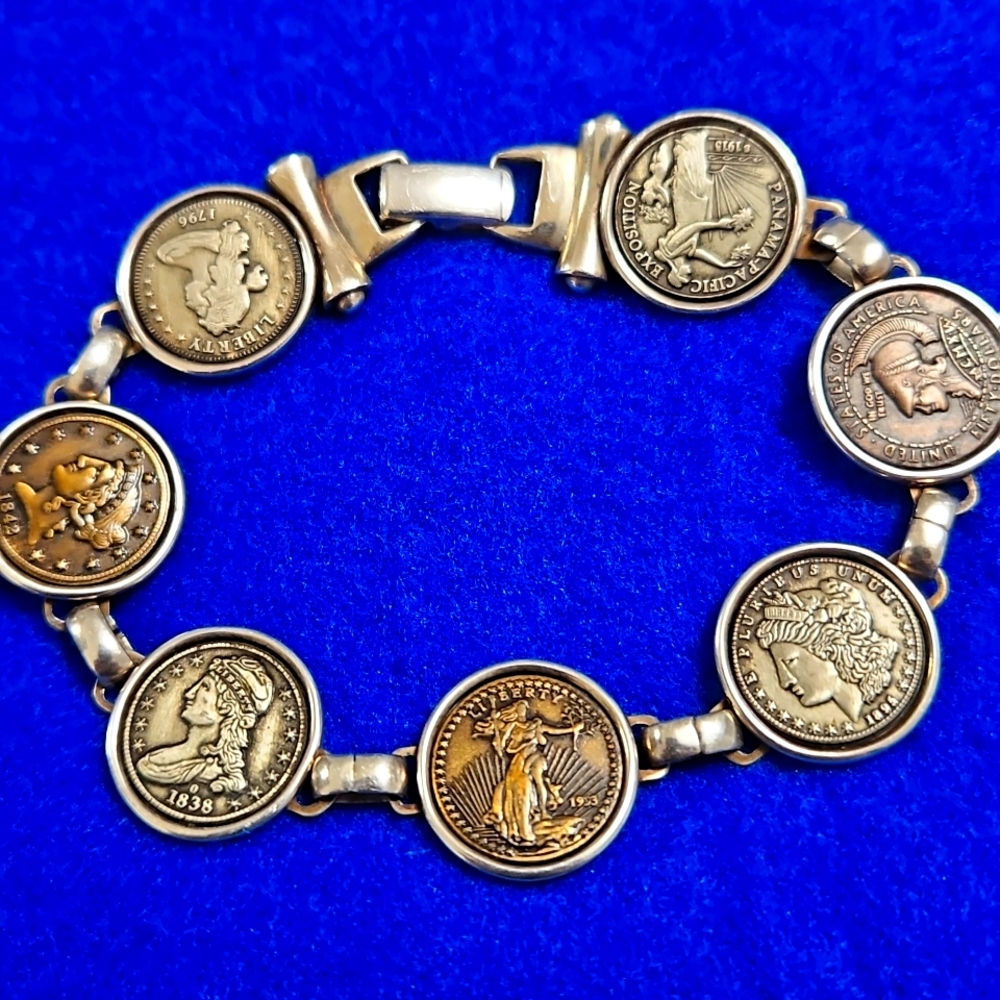 Sterling silver coin bracelet